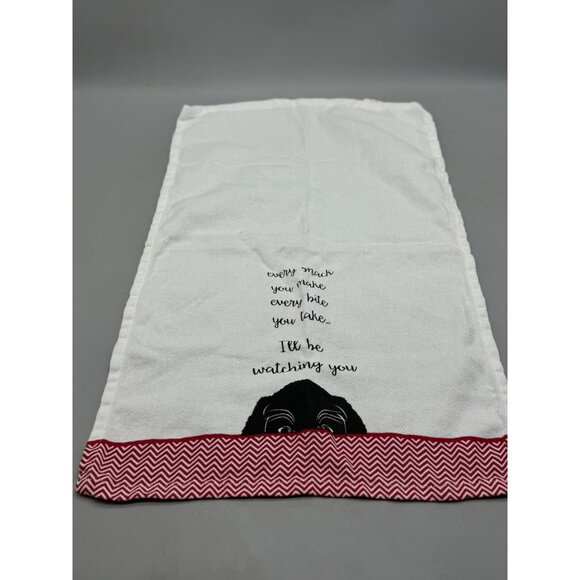 Funny Kitchen Dish Towel Dog Print Red Chevron Border Kay Dee Design Cotton READ - Picture 4 of 9